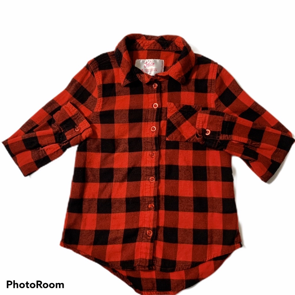 Justice girls size 8 black and red flannel shirt